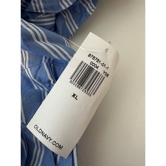 Old Navy Dress Women XL Petite Puff-Sleeve Cotton-Poplin Smocked Pockets New - Picture 8 of 11